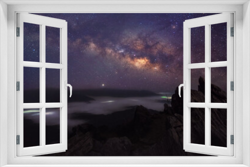 Fototapeta Naklejka Na Ścianę Okno 3D - Milky Way Galaxy and Mountain landscape.
