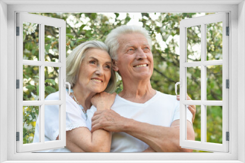 Portrait of beautiful senior couple posing in the park