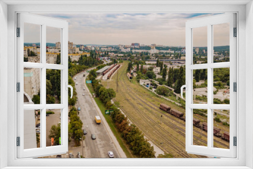 Aerial view drone shot 4k high resolution of the city Chisinau capital of Republic of Moldova