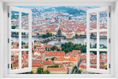 Prague city house roof view