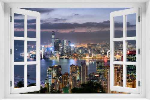 Fototapeta Naklejka Na Ścianę Okno 3D - Awesome aerial view of Hong Kong at sunset