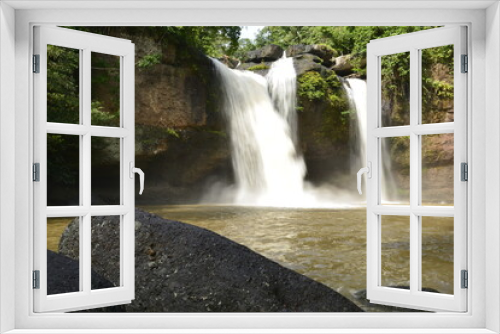 Fototapeta Naklejka Na Ścianę Okno 3D - Haew Suwat Waterfall on raining day at Khaoyai National Park Korat, Thailand