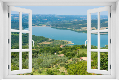 Fototapeta Naklejka Na Ścianę Okno 3D - Panoramic view of Lake Corbara, in the Province of Terni, Umbria, Italy.