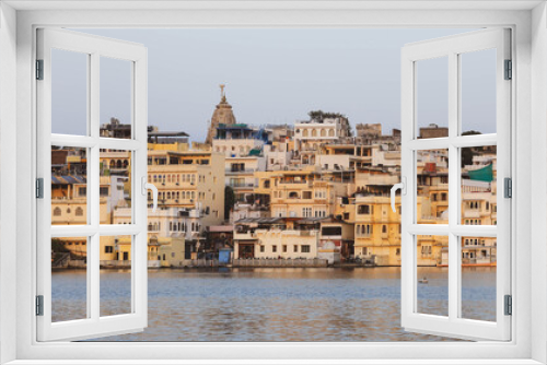 View of Udaipur city at lake Pichola in the morning, Rajasthan, India.
