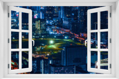 Fototapeta Naklejka Na Ścianę Okno 3D - Edificios de Bangkok vista de noche desde un mirador