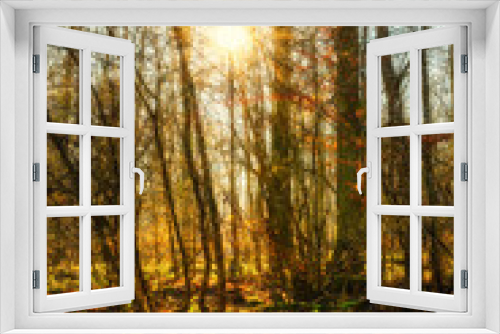 Fototapeta Naklejka Na Ścianę Okno 3D - Autumn forest nature