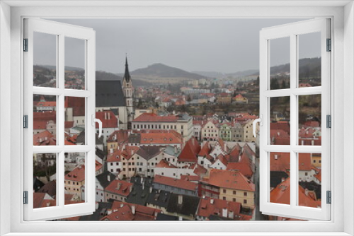 Historic old buildings in Cesky Krumlov, an UNESCO world heritage site in Czech Republic.