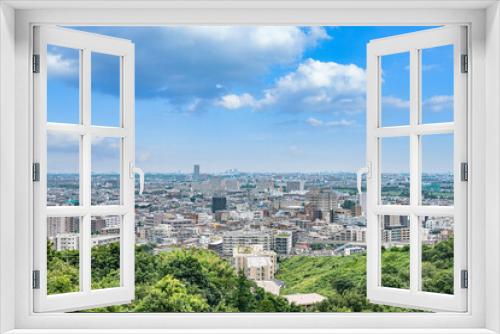 Fototapeta Naklejka Na Ścianę Okno 3D - 【都市イメージ】俯瞰で見る住宅街とビル群