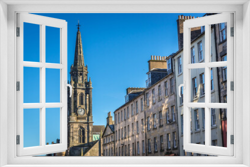 Fototapeta Naklejka Na Ścianę Okno 3D - Bell tower of Tron Kirk former parish church in the Old Town of Edinburgh city, Scotland, UK