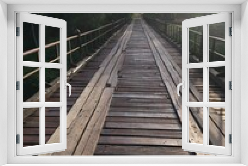 Fototapeta Naklejka Na Ścianę Okno 3D - wooden bridge over the river