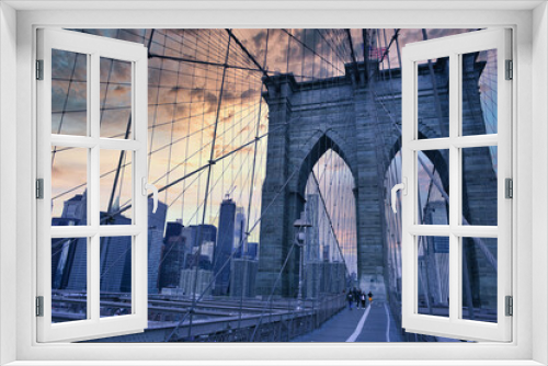 Fototapeta Naklejka Na Ścianę Okno 3D - New York Brooklyn bridge at sunset