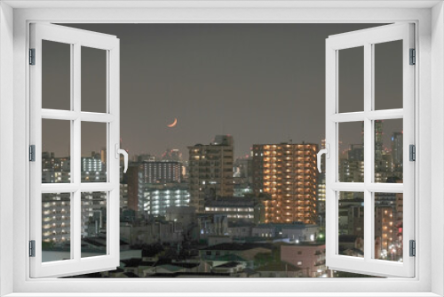 Fototapeta Naklejka Na Ścianę Okno 3D - 三日月と星