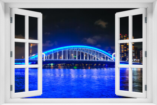 Fototapeta Naklejka Na Ścianę Okno 3D - 東京 隅田川と永代橋の夜景