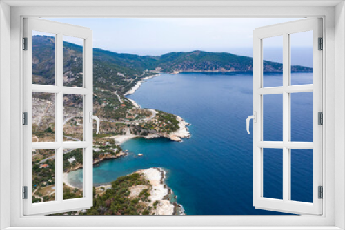Fototapeta Naklejka Na Ścianę Okno 3D - Aerial view of the turquoise sea near Thassos, Greece.