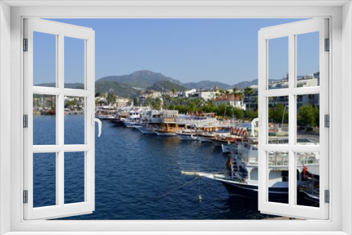 Fototapeta Naklejka Na Ścianę Okno 3D - Turkey. Marmaris. Mediterranean coast. Walk on a yacht on the sea.