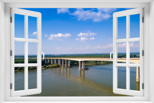 Fototapeta Naklejka Na Ścianę Okno 3D - Beska Bridge crosses the Danube river near Beska
