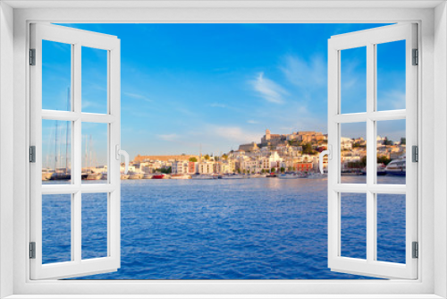Fototapeta Naklejka Na Ścianę Okno 3D - Ibiza Eivissa town with blue Mediterranean