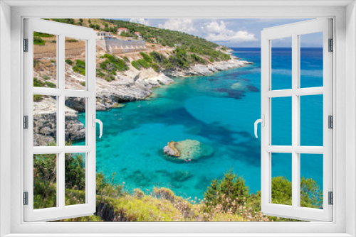 Fototapeta Naklejka Na Ścianę Okno 3D - Picturesque Xigia sandy beach on north east coast of Zakynthos island, Greece