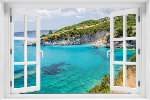 Fototapeta Naklejka Na Ścianę Okno 3D - Picturesque Xigia sandy beach on north east coast of Zakynthos island, Greece