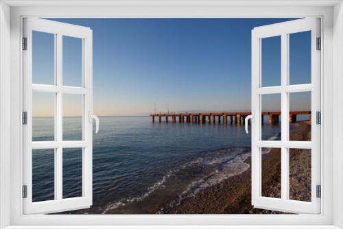 Fototapeta Naklejka Na Ścianę Okno 3D - Seascape view with pier in the early morning