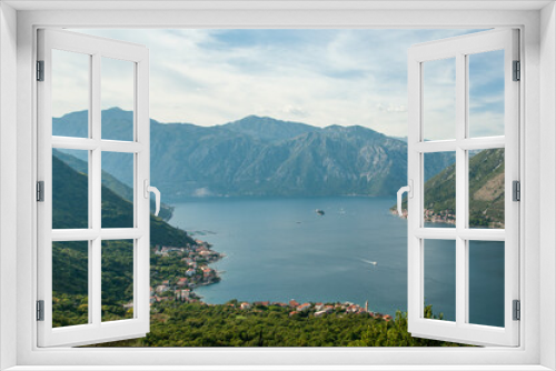Fototapeta Naklejka Na Ścianę Okno 3D - View to Perast and Boka Kotorska from Gornij Stoliv. Montenegro Bay of Kotor 2018