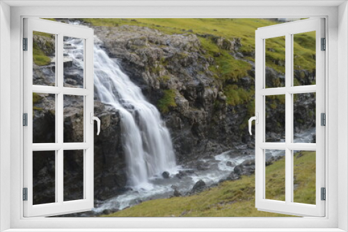 Fototapeta Naklejka Na Ścianę Okno 3D - The dramatic and mystical landscape by the coast and in the mountains of the Faroe Islands