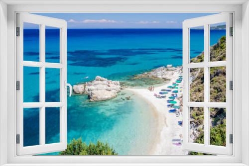 Fototapeta Naklejka Na Ścianę Okno 3D - Picturesque Xigia sandy beach with sulphur waters. It is situated on north east coast of Zakynthos island, Greece.