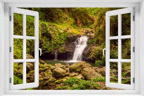 Fototapeta Naklejka Na Ścianę Okno 3D - Rainforest Cascade with Reflections