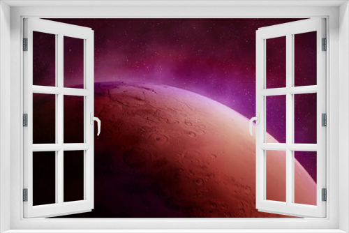 Fototapeta Naklejka Na Ścianę Okno 3D - Mars on a starry space background, close-up.