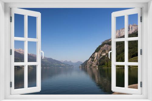 Fototapeta Naklejka Na Ścianę Okno 3D - View on Walensee (Lake Walen) near Walenstadt, Switzerland.