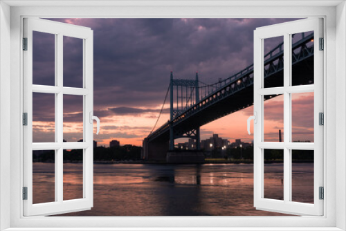 Fototapeta Naklejka Na Ścianę Okno 3D - Triborough Bridge during a Beautiful Sunset over the East River connecting Astoria Queens New York to Wards and Randall's Island