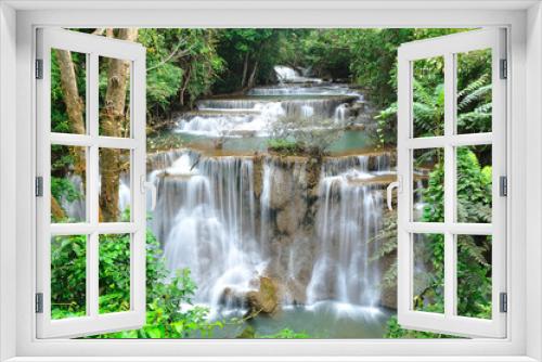 Fototapeta Naklejka Na Ścianę Okno 3D - Hui Mea Khamin Waterfall, Kanchanabury, Thailand