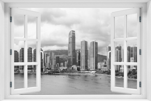 Fototapeta Naklejka Na Ścianę Okno 3D - Panorama of harbor and skyline of Hong Kong city