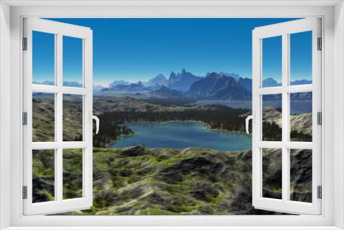 Fototapeta Naklejka Na Ścianę Okno 3D - 3D Rendered Fantasy Mountain Landscape - 3D Illustration