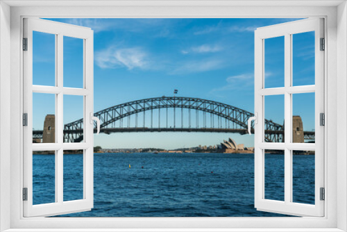 Fototapeta Naklejka Na Ścianę Okno 3D - Sydney harbor bridge with Sydney city skyline, in the afternoon, New South Wales, Australia