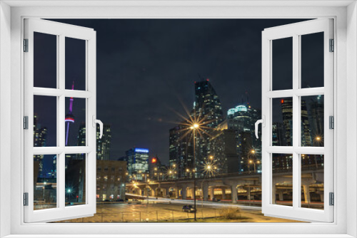 Fototapeta Naklejka Na Ścianę Okno 3D - Panoramic view of Toronto Skyline at night time