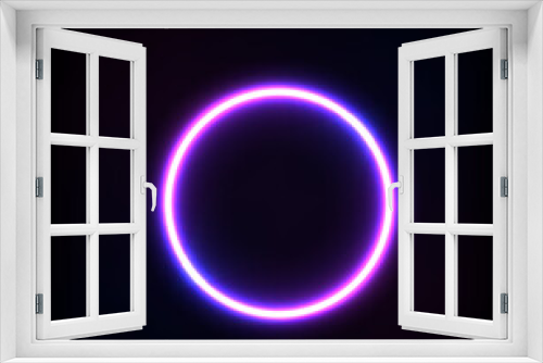 Fototapeta Naklejka Na Ścianę Okno 3D - Neon circle glowing purple light for advertising