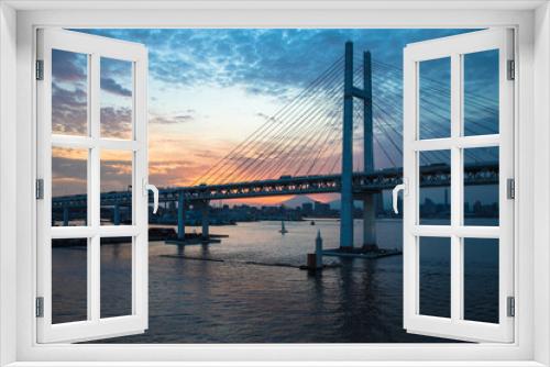 Fototapeta Naklejka Na Ścianę Okno 3D - Yokohama Bay Bridge at sunset, Yokohama, Japan