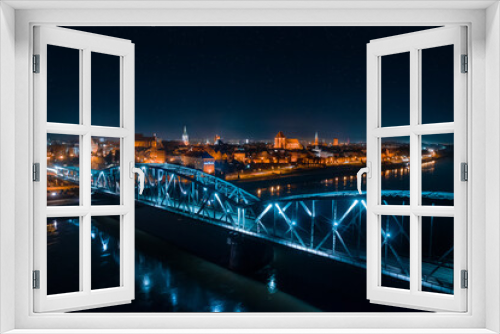 Fototapeta Naklejka Na Ścianę Okno 3D - Noc nad Toruniem