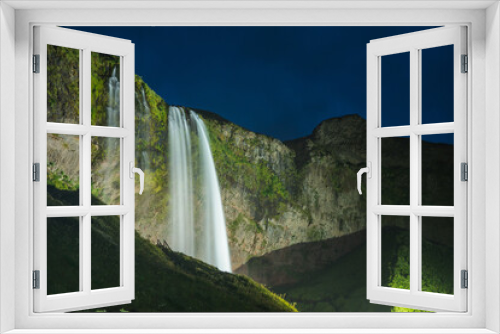 Fototapeta Naklejka Na Ścianę Okno 3D - Seljaalandsfoss waterfall night photography 