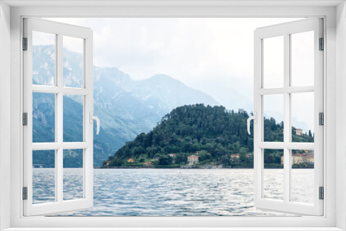 Fototapeta Naklejka Na Ścianę Okno 3D - Panoramic View on Lake Como with Alps. Bellagio City Skyline.