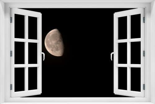 Fototapeta Naklejka Na Ścianę Okno 3D - Moon on dark black sky