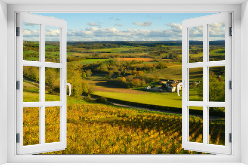 Fototapeta Naklejka Na Ścianę Okno 3D - Panoramique la vallée de Vézelay (89450), L'Yonne en Bourgogne-Franche-Comté, France