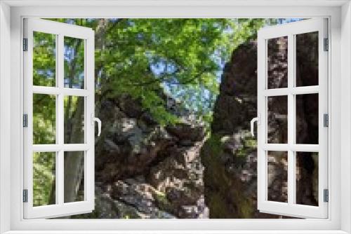 Fototapeta Naklejka Na Ścianę Okno 3D - Huge Rocks in a Summer Forest
