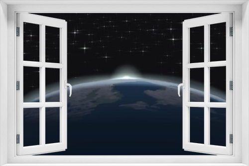 Fototapeta Naklejka Na Ścianę Okno 3D - 宇宙からの地球(星あり)