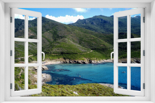 Fototapeta Naklejka Na Ścianę Okno 3D - Baie Corse avec montagne et mer