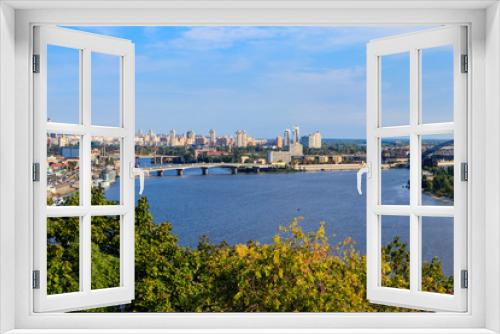 View of the Dnieper river and Kiev cityscape, Ukraine