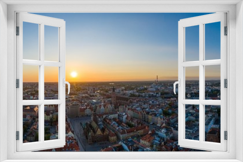 Fototapeta Naklejka Na Ścianę Okno 3D - Panoramic drone aerial view on Wroclaw city
