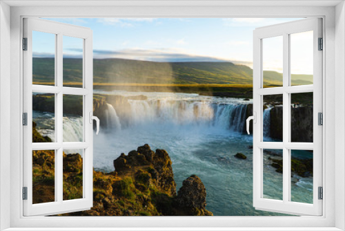 Fototapeta Naklejka Na Ścianę Okno 3D - Goðafoss Waterfall at Sunset in Iceland