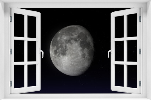 Fototapeta Naklejka Na Ścianę Okno 3D - The moon in Waning Gibbous phase. Photo realistic 3D render.